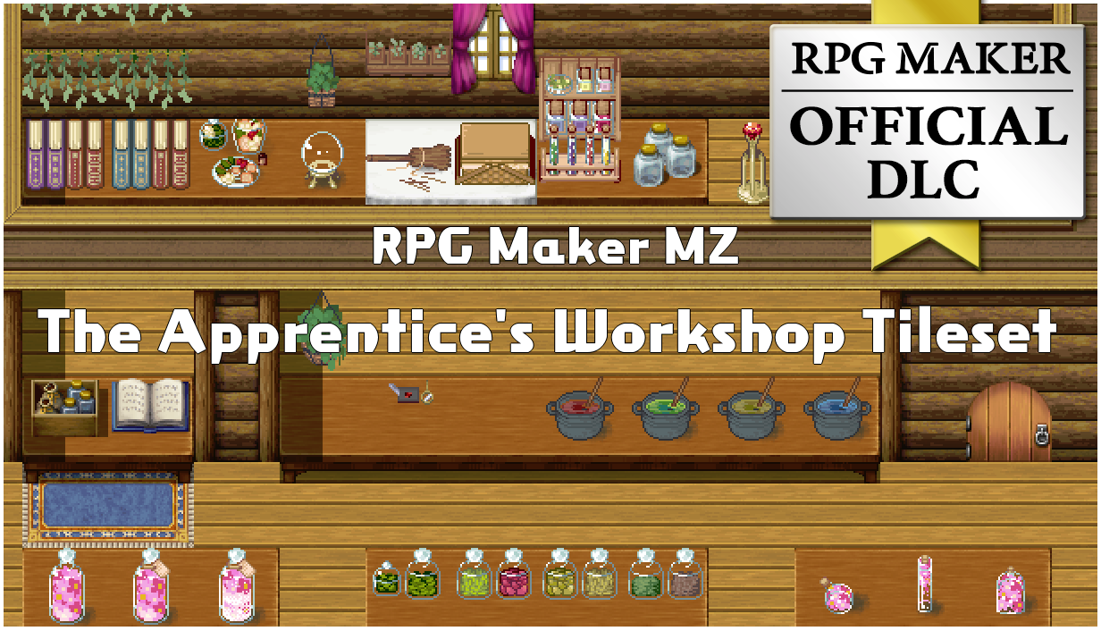 見習い魔法使いの工房タイルセット - RPGツクールMZ |【公式】RPG 見習い魔法使いの工房タイルセット - RPGツクールMZ |【公式】RPG