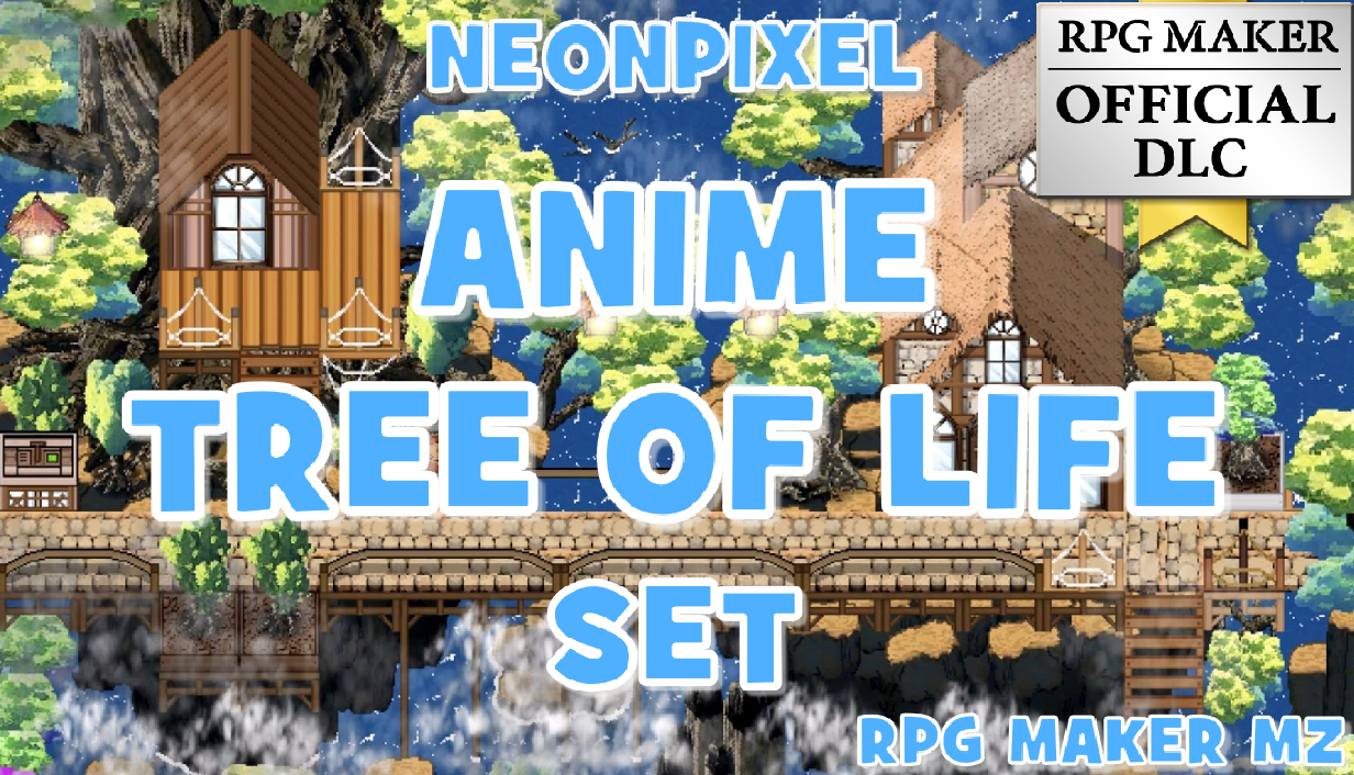 NEONPIXEL - アニメ風大樹と街タイルセット - RPGツクールMZ
