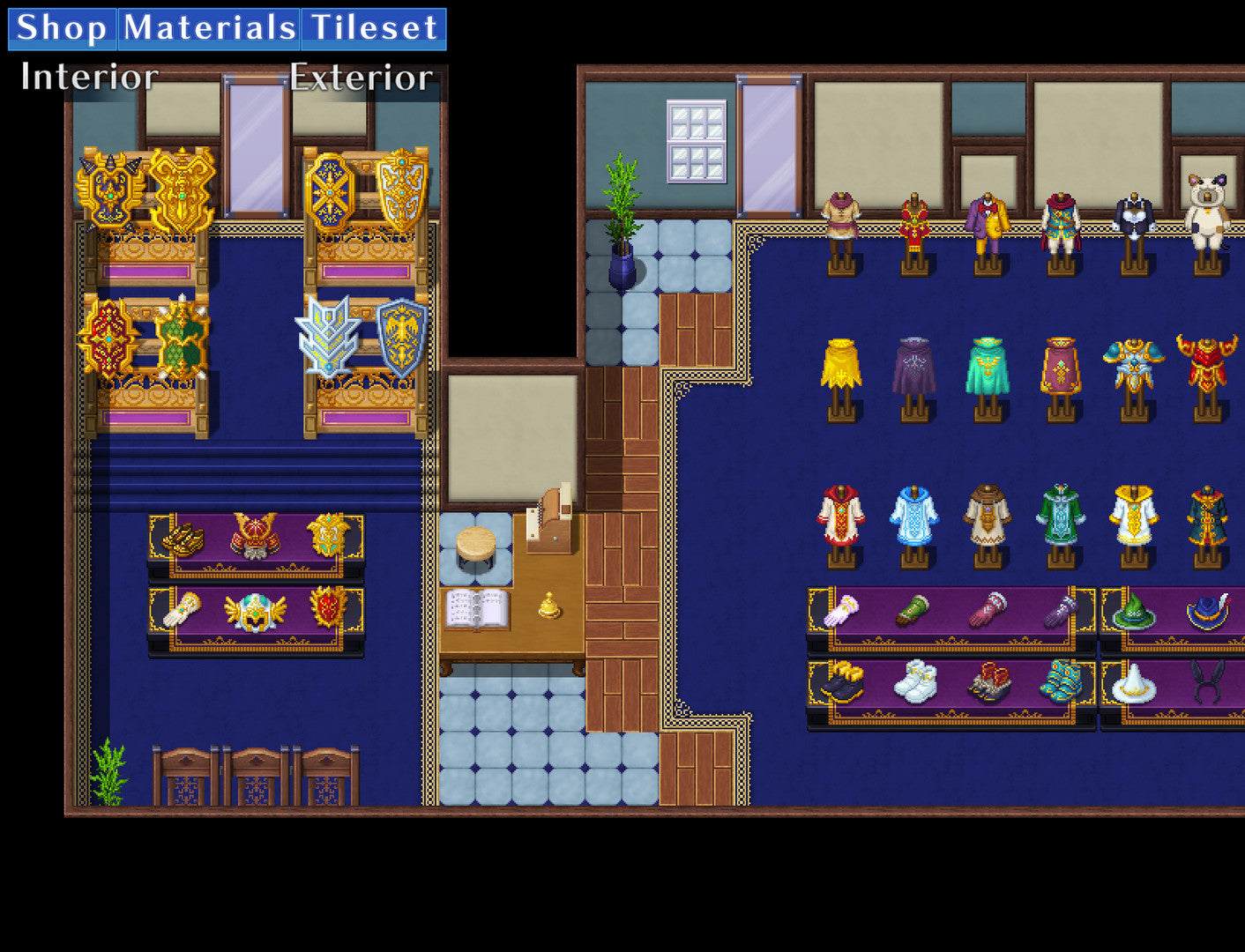 RPG Maker MZ - Shop Materials Tileset - Interior / Exterior