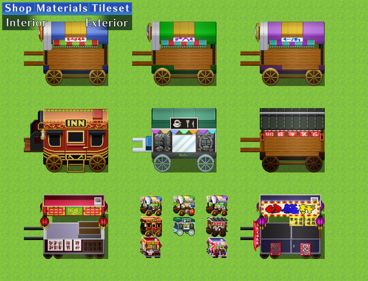 RPG Maker MZ - Shop Materials Tileset - Interior / Exterior