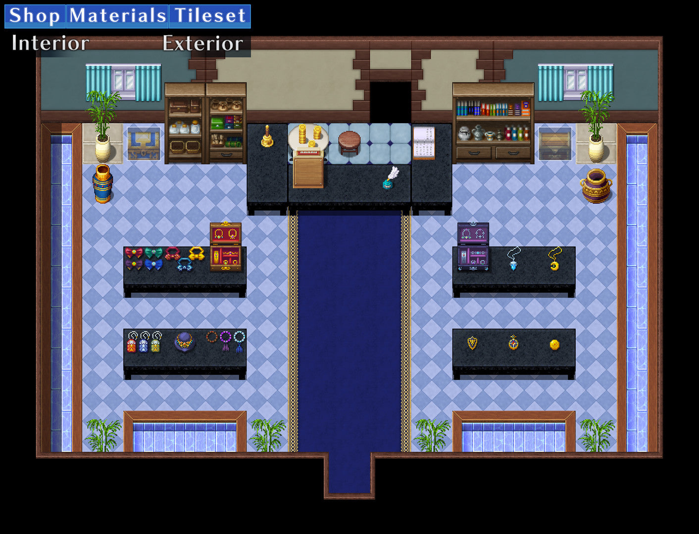 RPG Maker MZ - Shop Materials Tileset - Interior / Exterior