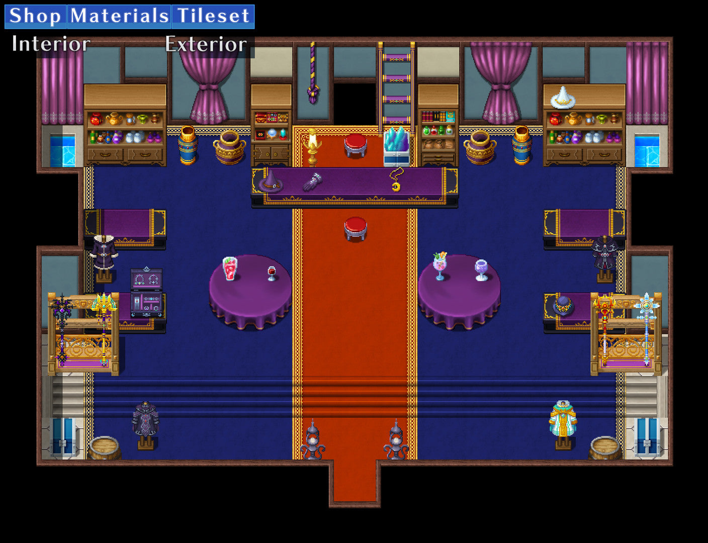 RPG Maker MZ - Shop Materials Tileset - Interior / Exterior